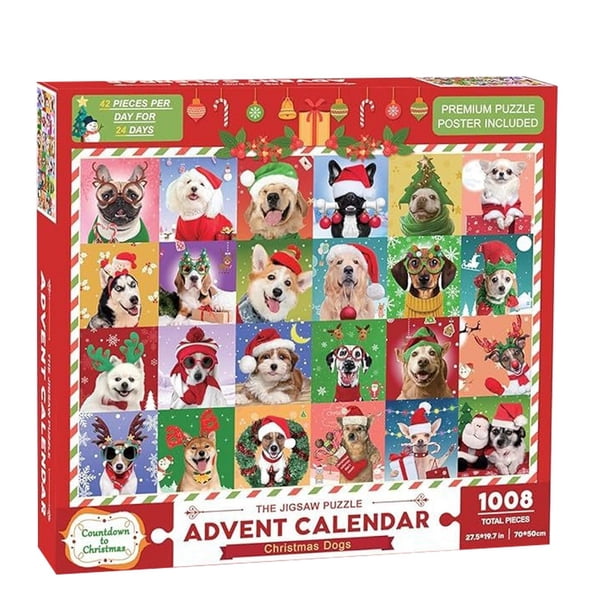 Patrones De Mascotas: Calendario De Adviento De 24 Días, Rompecabezas A Ciegas Con 1008 Juguetes Festivos Para La Cuenta Atrás De Navidad