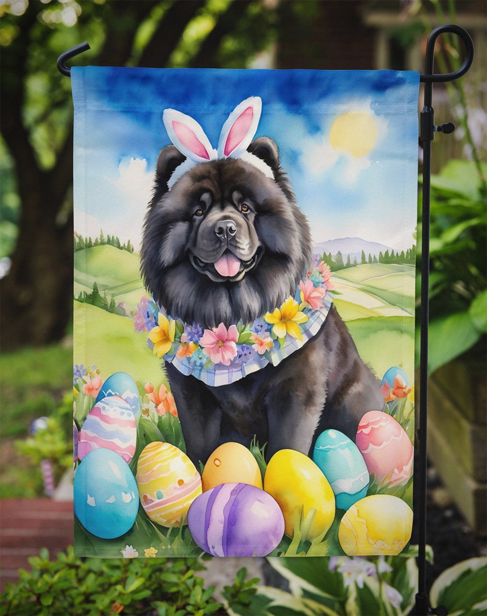 Chow Chow Easter Egg Hunt Garden Flag 11.25 in x 15.5 in