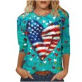 thumbnail image 2 of Bzhegqhd Women's Fashion Printed T-shirt 3/4 Sleeves Blouse Round Neck Casual, 2 of 4