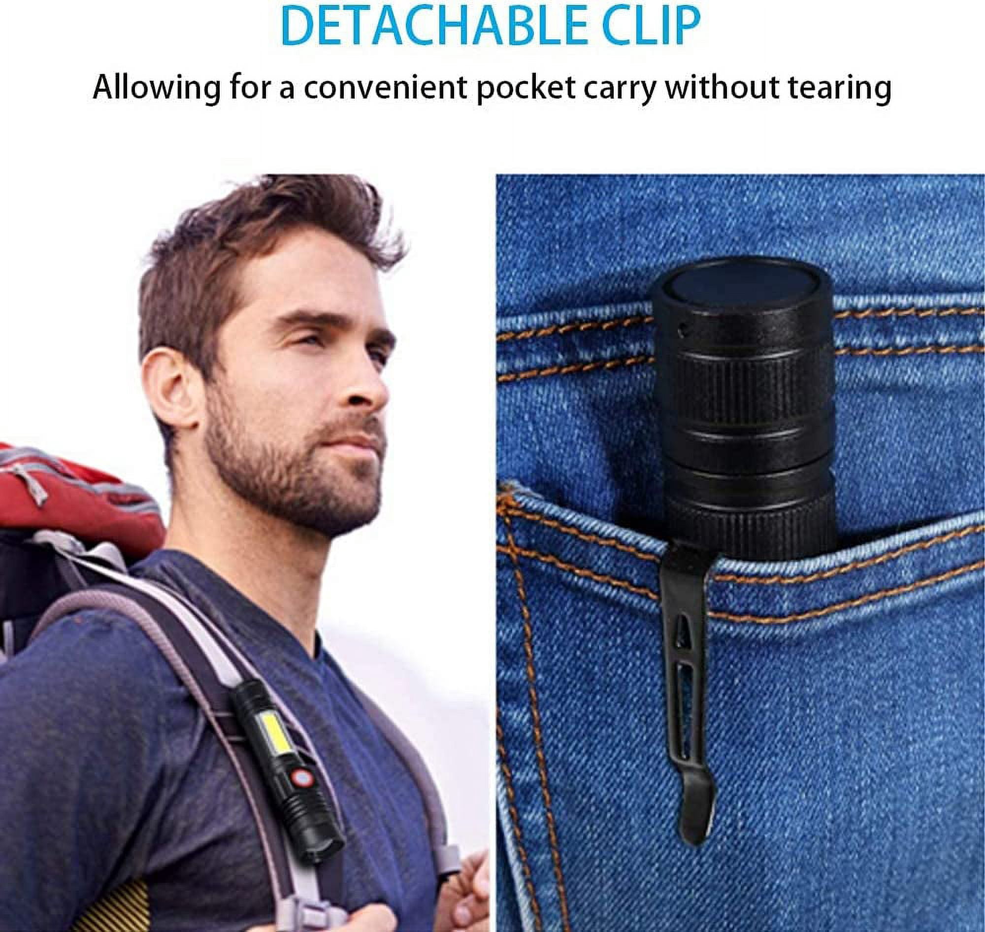 Flashlight USB Rechargeable, Magnetic LED Flashlight, Super Bright LED Tactical Flashlight with Cob Sidelight, 2000LM, Waterproof, Zoomable Best Small LED Flashlight for Camping, Emergency Flashlight