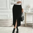 thumbnail image 2 of Corduroy Skirt for Women Casual Pencil Skirt High Waisted Mid-Length Skirt with Slit Elegant Work Office Skirts, 2 of 9