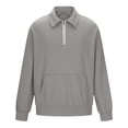 thumbnail image 5 of gbyLJF Mens Quarter Zip Sweatshirts Solid Color Long Sleeve Turndown Collar Sweaters Loose Fit Autumn Casual Pullover Tops, 5 of 6
