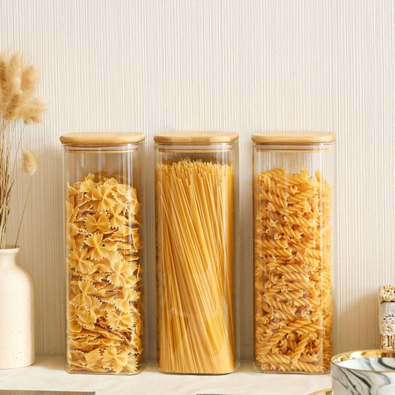 ComSaf Glass Food Storage Jars, Clear Container with lids, 73 oz, Set of 3