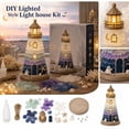 thumbnail image 6 of DIY Sea Glass-Style Lighted Lighthouse Craft Kit, LED Glowing Night Light Making Set with Decorative Shells Pearls, Nautical Coastal Handmade Art Gift for Crafters, 6 of 6