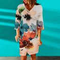 thumbnail image 2 of Moda mujer Casual Sexy cuello en V estampado verano 3/4 manga Mini vestido Fridja yut3702, 2 of 4