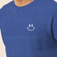 thumbnail image 5 of Dalix Smile Face Embroidered Fleece Crewneck Long Sleeve Sweatshirt Mens in Heather True Royal S Small, 5 of 5
