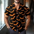 thumbnail image 2 of WTOBBY Men's Graphic Short Sleeve Shirt Casual Loose Fit Halloween Print Party Wear Cotton Blend Crew Neck Tee Holiday Celebration Costume Top,Saffron 2XL, 2 of 6