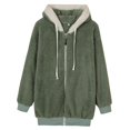 thumbnail image 3 of Chaqueta informal para mujer Baoblaze de lana de gran tamaño con capucha y cremallera 3XL, 3 of 8