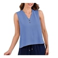 thumbnail image 1 of Blusa George para Mujer, Blusa Básica cuello V sin Mangas Botones Denim Talla CH, 1 of 4