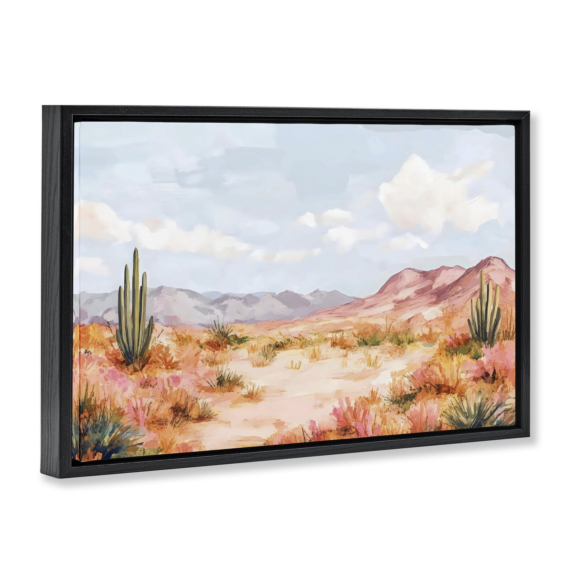 Stupell Industries Pastel Desert Dream Sunset Black Framed Floater Canvas Wall Art, design by Creative Studio