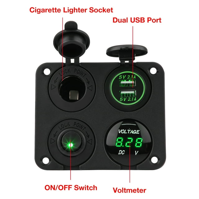 Toggle Switch Panel, Simple To Use Waterproof Dual USB Switch Panel, Easy To Install Buses Trailers For Cars