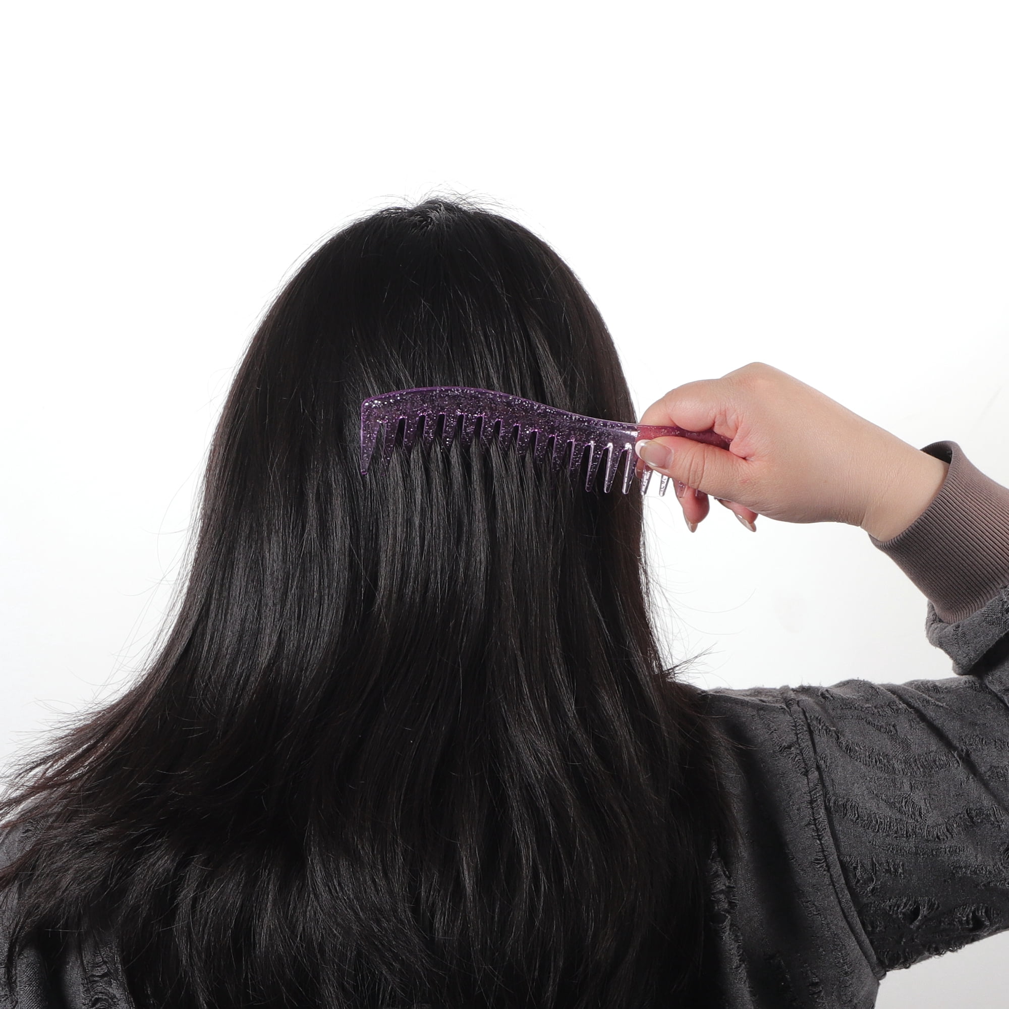 Unique Bargains 1 Pc Women Durable S Shaped Wide Tooth Straightening Comb Purple
