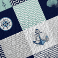thumbnail image 6 of Flymme Nautical Quilts Sets Queen Size,3 Pieces Plaid Patchwork Ocean Bedspread, Sailboat and Anchor Print Coastal Bedding Coverlet for Bedroom Decor, 6 of 7
