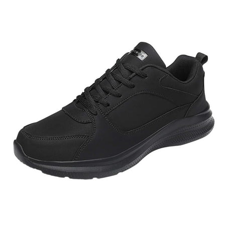 

CBGELRT Casual Sneakers for Men Wide Large Size Leather Lace up Sports Shoes Non Slip Breathable Walking Sneakers Basketball Tennis Shoes Black Size 43