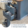 thumbnail image 3 of Barara King 22" Night Stand with Charging Station & 2 Drawers, Modern Fluted Design End Table for Bedroom, with Open Storage, Blue, 3 of 10