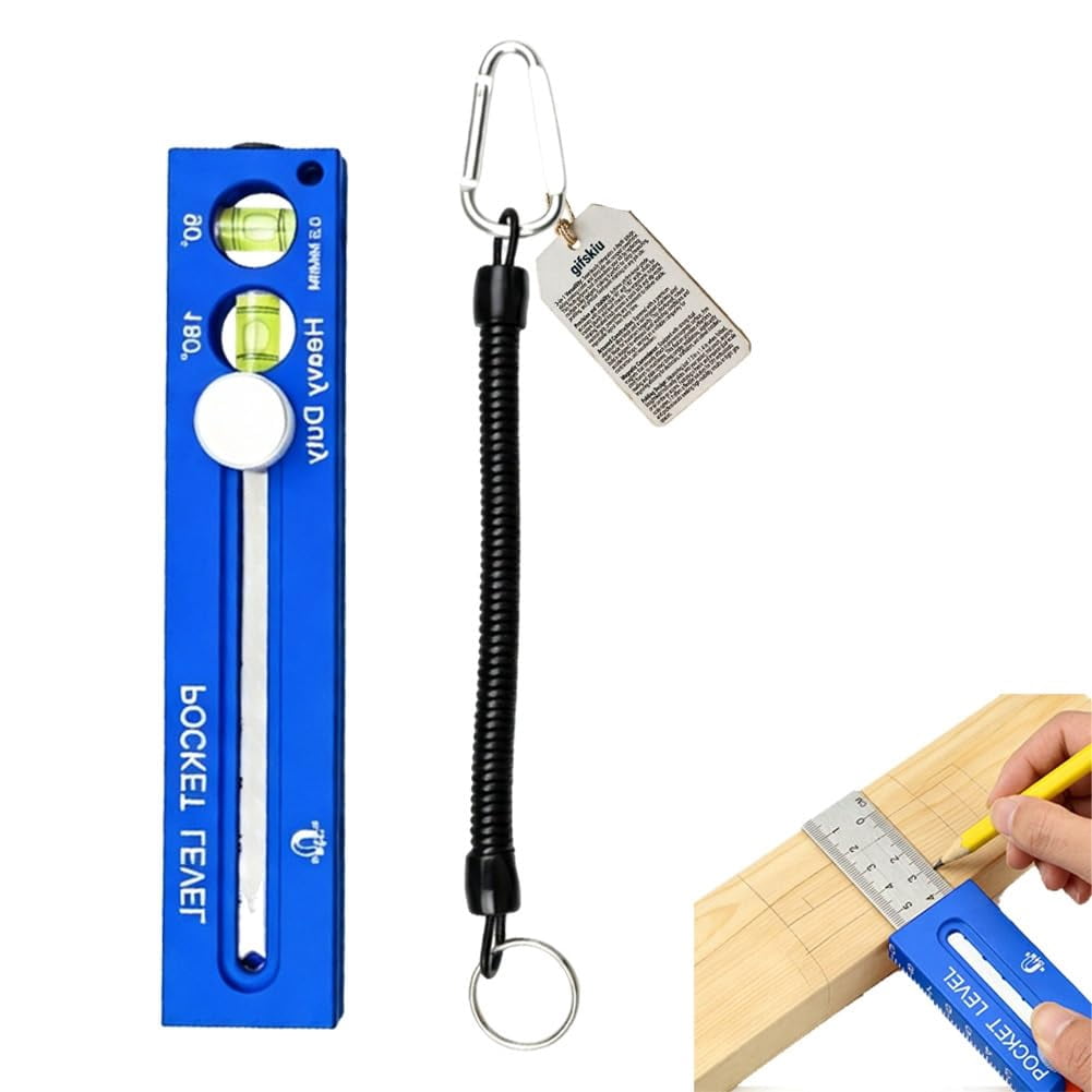 Multifunctional Marking Level Ruler with 90° and 180° Spirit Levels, Aluminium Alloy Pocket Spirit Level Depth Gauge, Adjustable Woodworking Sliding Metal Scribing Tool for Carpentry(Orange)