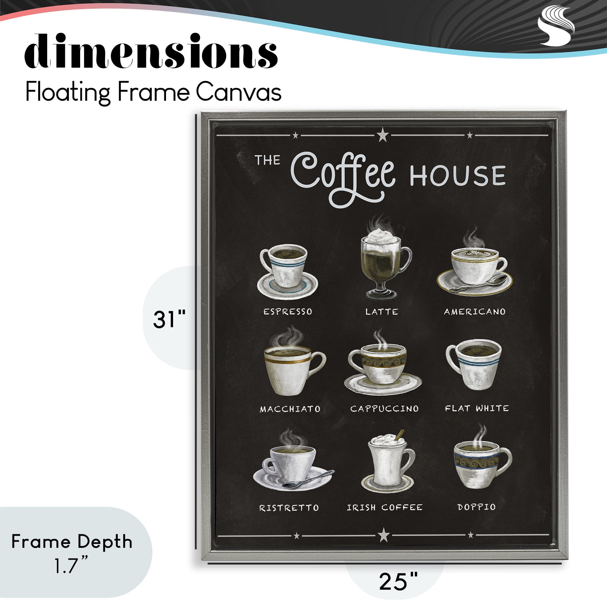 Stupell Industries The Coffee House Menu Gray Framed Floater Canvas Wall Art, design by Conrad Knutsen