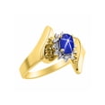 thumbnail image 4 of Rylos Floral Designer Ring with 6X4MM Oval Gemstone & Sparkling Diamonds in Yellow Gold Plated Silver- Birthstone Blue Star Sapphire Jewelry Size 7, 4 of 7