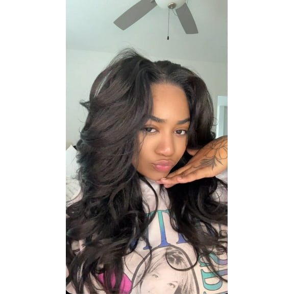 LUXLUXE Nia Wavy Glamour 20 in Long T Part Lace Front Wig, Heat Resistant Fibers, Natural Black Color