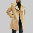 thumbnail image 6 of comerut Men Fall Winter Overcoat Double-breasted Turn-down Collar Solid Color Thick Mid Length Warm Pockets Streetwear Cardigan Men Trenchcoat, 6 of 8