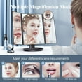 thumbnail image 4 of Makeup Mirror Vanity with Lights, 2X 3X 10X Magnification, Lighted Mirror, Touch Control, Trifold Dual Power Supply, Portable LED Women Gift (Black), 4 of 6