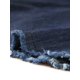 thumbnail image 5 of Camisa de mezclilla de mujer con cuello puntiagudo, manga larga, dobladillo deshilachado y botones en azul oscuro M, 5 of 5