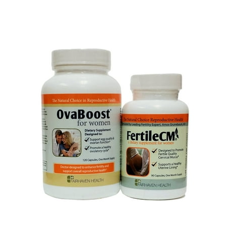 Natural Fertility - Ovaboost and FertileCM for Women - 1 Month Supply - Fertility Pills for Women