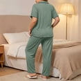 thumbnail image 4 of Maplenight 2 Piece Pajamas for Women Set Plus Size Short Sleeve Button Down Tops and Long Pants Pj Set Soft Sleepwear Loungewear, 4 of 6