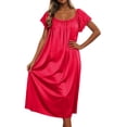 thumbnail image 2 of TrendOFT Nightgowns for Women Long Sleeveless Ruffle Night Gown Victorian Sleep Dress Satin Soft Night Dress Ladies Sleepwear Red One Size, 2 of 5