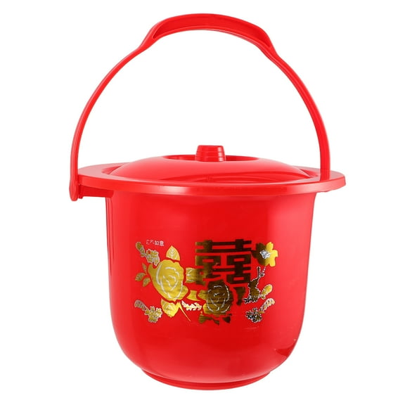 Soimiss Portable Toilet For Adults Chamber Pot With Lid Easy To Clean Red Plastic 1Set