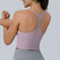 thumbnail image 5 of COMVALUE Racerback Crop Tank Tops for Women - Padded Y-Back Longline Sports Bras Scoop Neck Workout Yoga (Pink, XL), 5 of 9