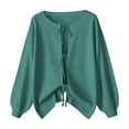 thumbnail image 3 of Nfurl Fall Jackets for Women Trendy Tie Front Long Sleeve Coats Basic Solid Color Thin Jacket Casual Outerwear Fashion Jackets Green XXL, 3 of 8