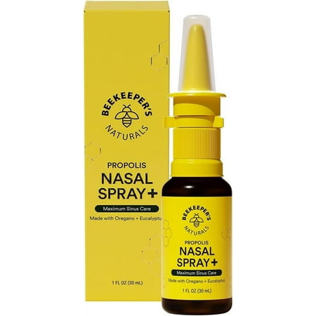 Beekeeper's Naturals Propolis Nasal Rinse Spray Plus, Relief for Adults w/Eucalyptus, Oregano & Saline, Clears Nasal Congestion, Moisturizes Sinus Canal, & Decongest Sinus Cavities, 1 fl oz