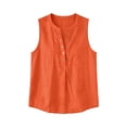thumbnail image 4 of NinXxx Women's Casual Collarless Sleeveless Shirt Loose Fit Blouse Summer Orange L, 4 of 4