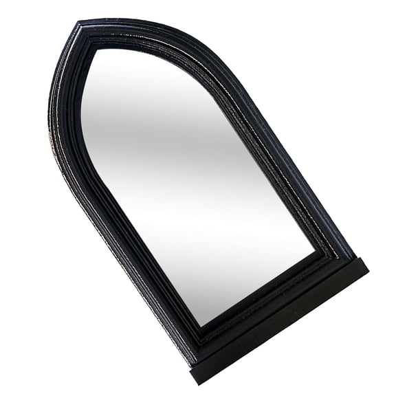 LITINKIMI Vintage Black Arched Window Pane Wall Mirror, Small Decorative Hanging Mirror for Home and Office