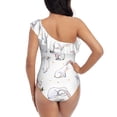 thumbnail image 5 of Sikiie Rabbit Eating Print Women One Piece Swimsuits Tummy Control One Shoulder Bathing Suits Ruffle Swimwear, From S to XXL-Medium, 5 of 6