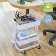 thumbnail image 4 of ECR4Kids 2-Tier Metal Rolling Utility Storage Cart, Multipurpose Organization, White, 4 of 9
