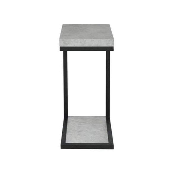 Modern Snack Table - Living Room Accent Table with Concrete Design - Gray & Black Side Table - 17.75 x 25.25 x 11.5 Inch
