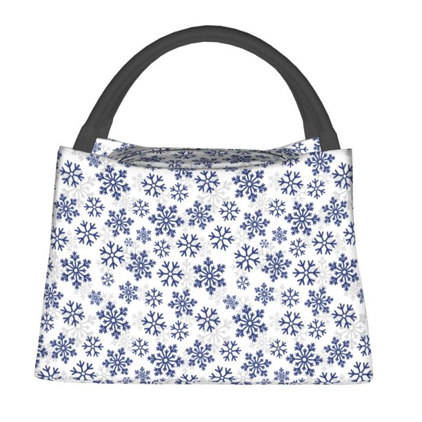 Balery Dark Blue Snowflakes Bolsa de Aislamiento Portátil – Bolsa de Almuerzo con Forro de Aluminio Mejorado, Funda Impermeable y Fácil de Limpiar para Picnic y Caja de Almuerzo