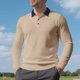thumbnail image 1 of Blusa y camisa de manga larga con cuello vuelto para hombre, estilo informal, de golf, de negocios, con botones sueltos, de media manga, con cuello vuelto, blusas de poliéster para hombre, 1 of 9
