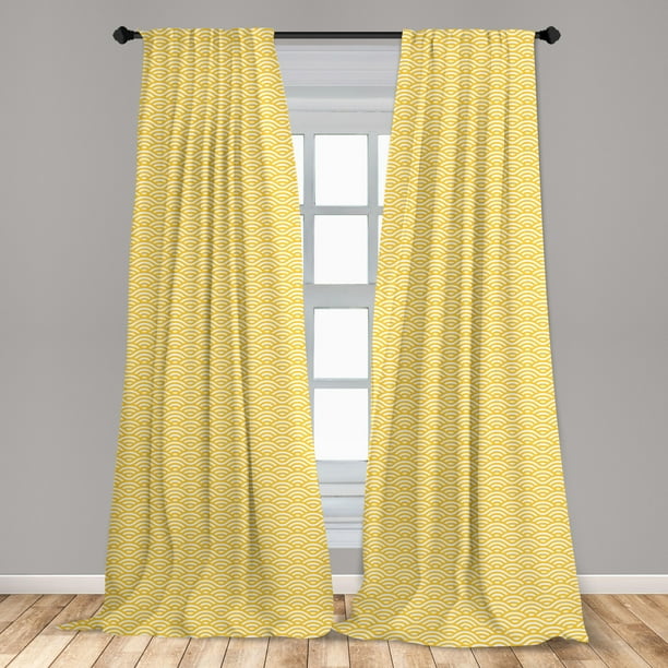 Yellow Curtains 2 Panels Set Sea Ocean Inspired Abstract Vintage Style Waves Linear Ornament Window Ds For Living Room Bedroom 56 W X 84 L Marigold White By Ambesonne Com Yellow Curtains 2 Panels Set Sea Ocean, White And Yellow Curtains