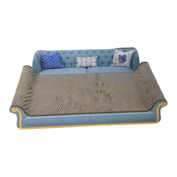 Rascador para gatos, sofá cama, protector de muebles corrugado para el hogar, tablero rascador para gatos Azul cielo