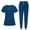 Navy#women's scrub pants sets, variant on yardsong Women Scrub Sets Nurse Uniform Suit Medical Workwear Stretch Short Sleeve V Neck Tops and Jogger Pants with Multi Pocket Navy,S
