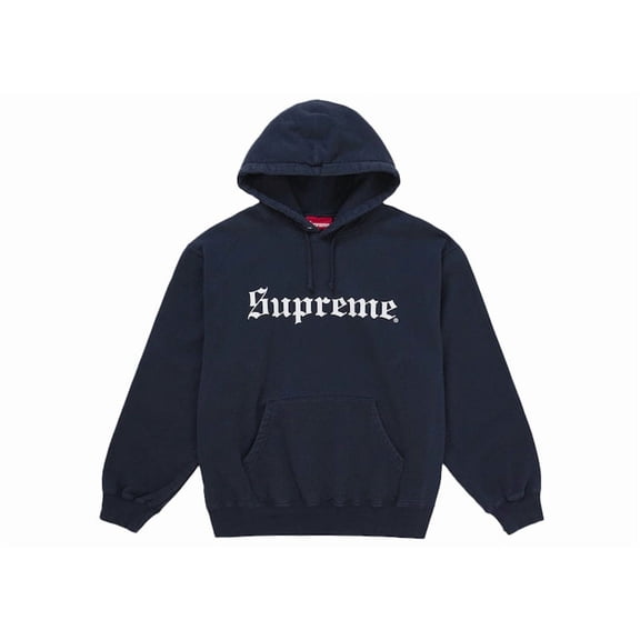 Supreme Men's Washed Old English Hooded Sweatshirt Navy, from StockX