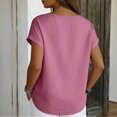 thumbnail image 4 of Linen Shirts for Women Short Sleeve V Neck Button Down Loose Gauze Blouses, 2XL, 4 of 7