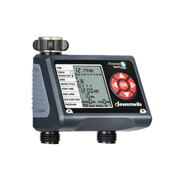 DEWENWILS Sprinkler Timer 2 Zone Water Hose Timer Programmable Rain Delay Automatic Watering for Garden