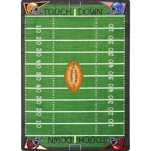 Joy Carpets Games People Play Football Fun 7'8" x 10'9" Area Rug in Color Multi