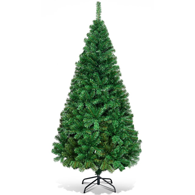 Árbol de Navidad Artificial Costway 1,8m PVC Verde con Base Metálica