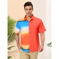 thumbnail image 2 of INSPIRE CHIC Camisas de patchwork con bolsillo en el pecho y manga corta con botones y estampado hawaiano para hombre naranja L, 2 of 6