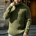 thumbnail image 6 of Ceisia Mens Thick Ribbed Turtleneck Knitted Sweater Long Sleeve Solid Color Warm Casual Pullover Top Army Green L Gift, 6 of 8